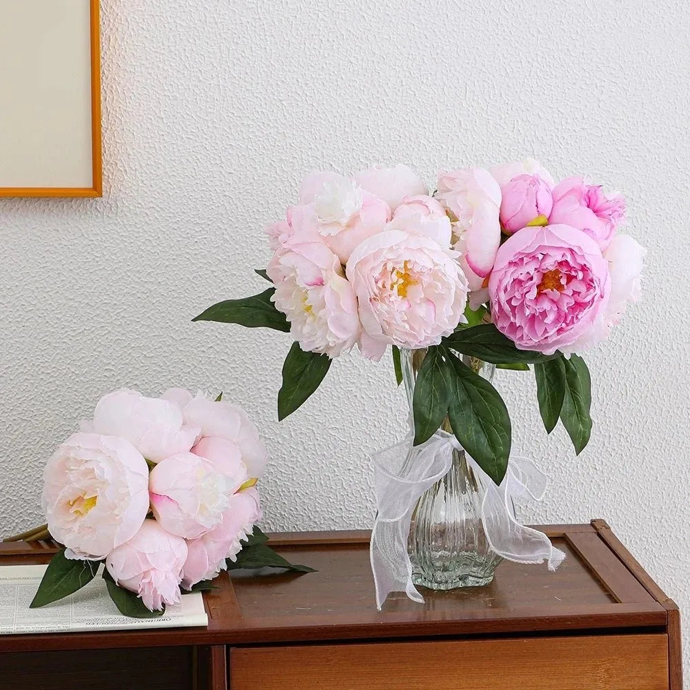Creative Artificial Peony Bouquet Realistic Silk Flower Artificial Peony Flowers Handmade Multi-Color Simulation Silk Flowers Vue