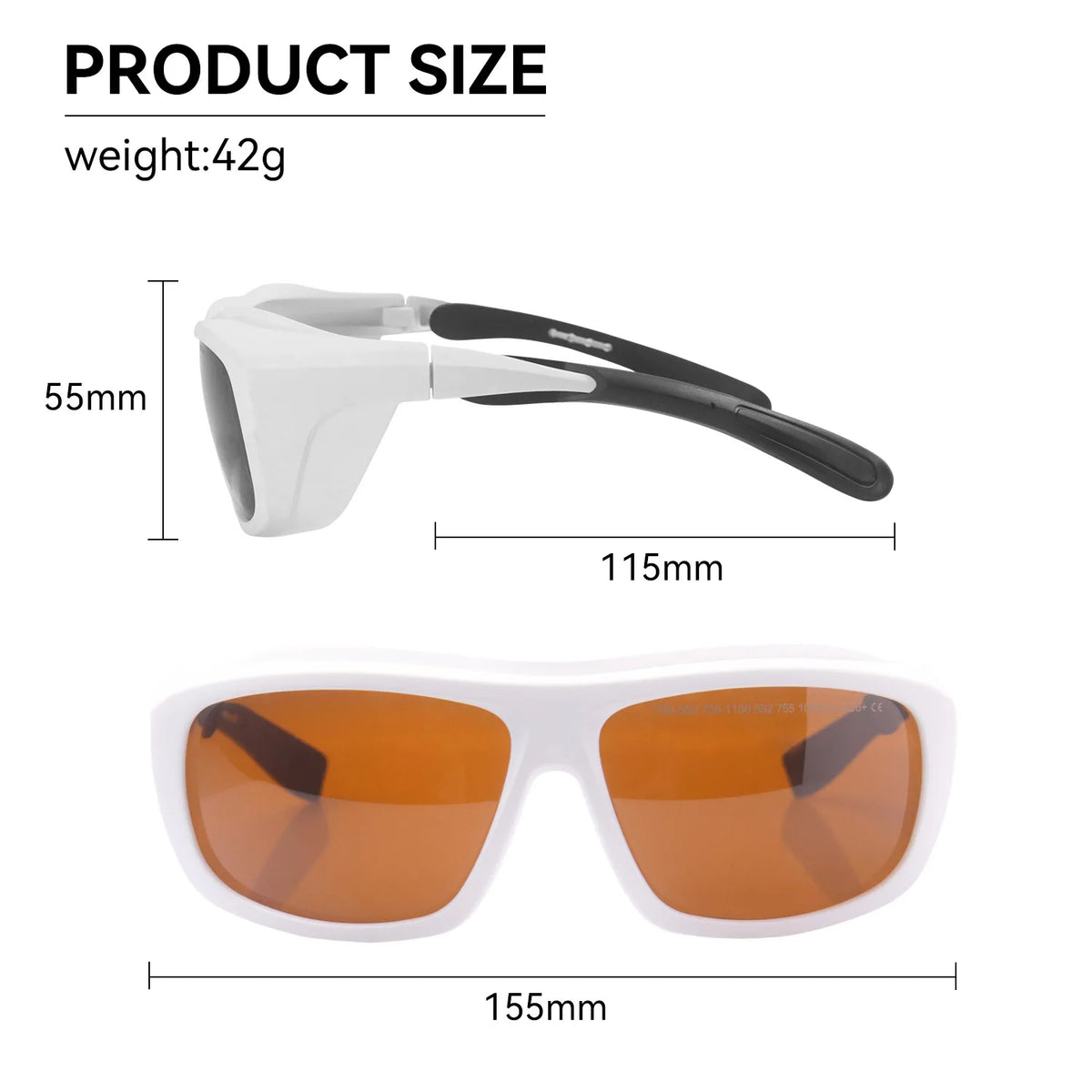 Laser Glasses CE EN207 Certified OD6+ 750-2000nm Anti-Scratch PC Lenses for Fiber Laser Welding Equipment Laser Safety Goggles Vue