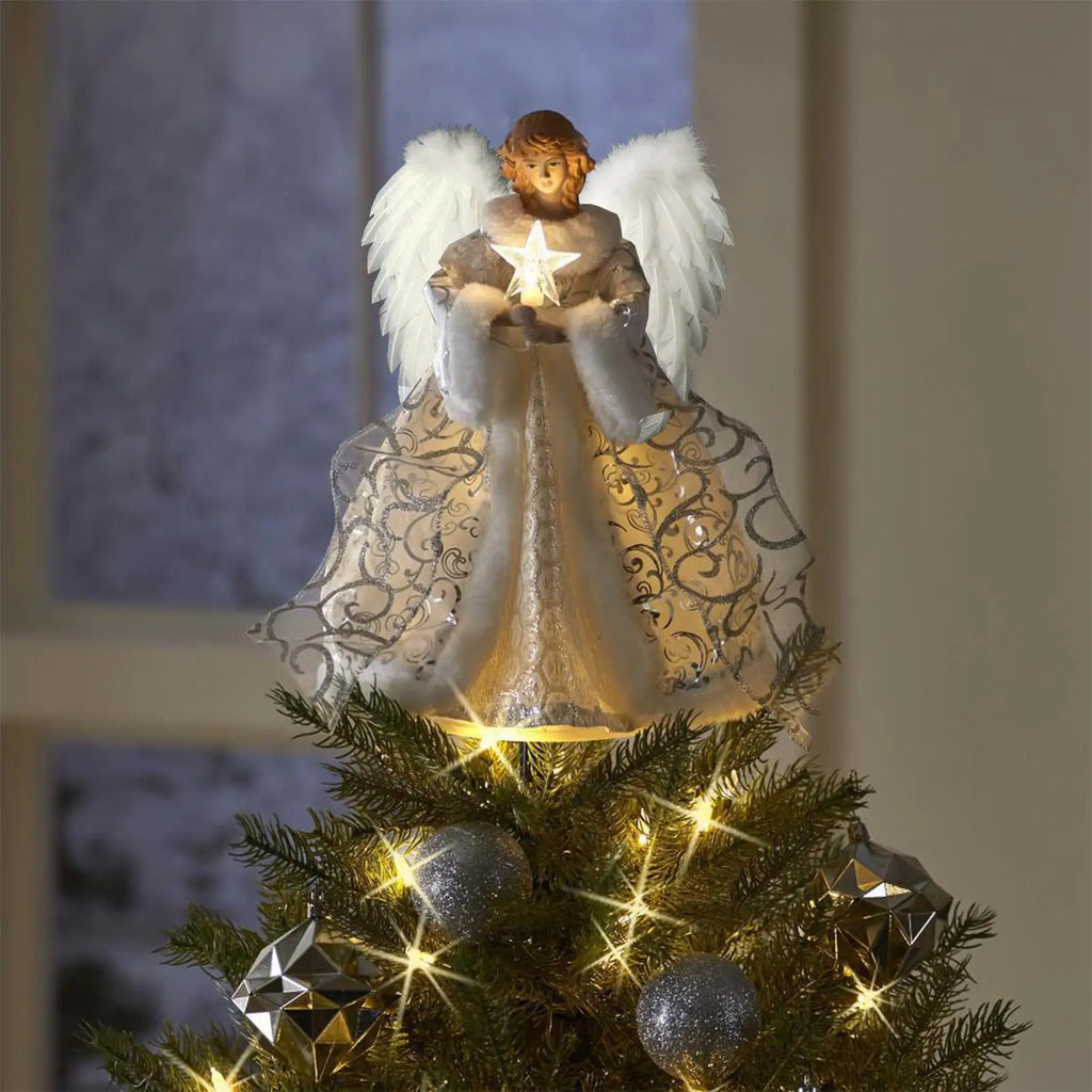Christmas Tree Decorations Christmas Tree Top Angel with String Light Rustic Ornament for Fireplace Farmhouse Bedroom Garden Vue