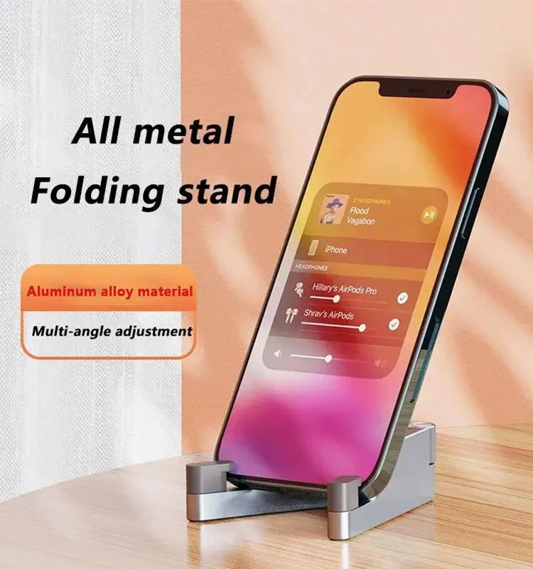 T1 Universal Mini Size Aluminum Portable Folding Desk Mount Holder Bracket Mobile Phone Cradle Foldable Stand for Cellphone Vue