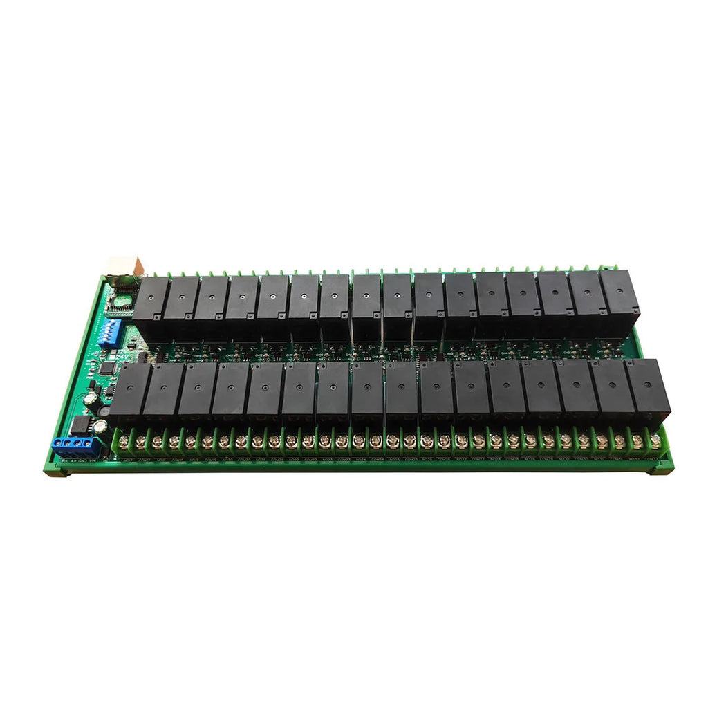 DC 12V/24V 20A 32 Channels RS485/Ethernet Modbus Slave Relay Board High Current RJ45 Network Port TCP/IP Modbus RTU Relay Module Vue