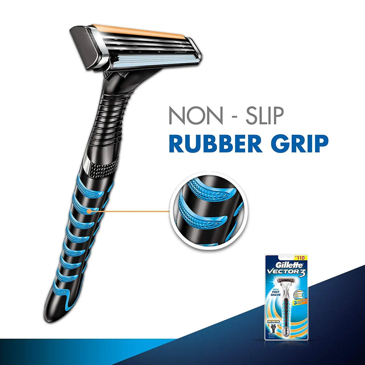 Gillette Vector 3 Razor Shaving Blades Safety Razors Men's Beard Hair Removal Ultra Thin 3 Layer Sharp Shaver Replace Refills Vue