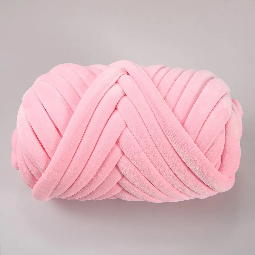 Bulky Diameter 3cm Thick Finger Loop Yarn Velvet 500g/Roll Chunky Yarn Hand Knitting Hand Woven Finger Circle Yarn Carpets Vue Pink