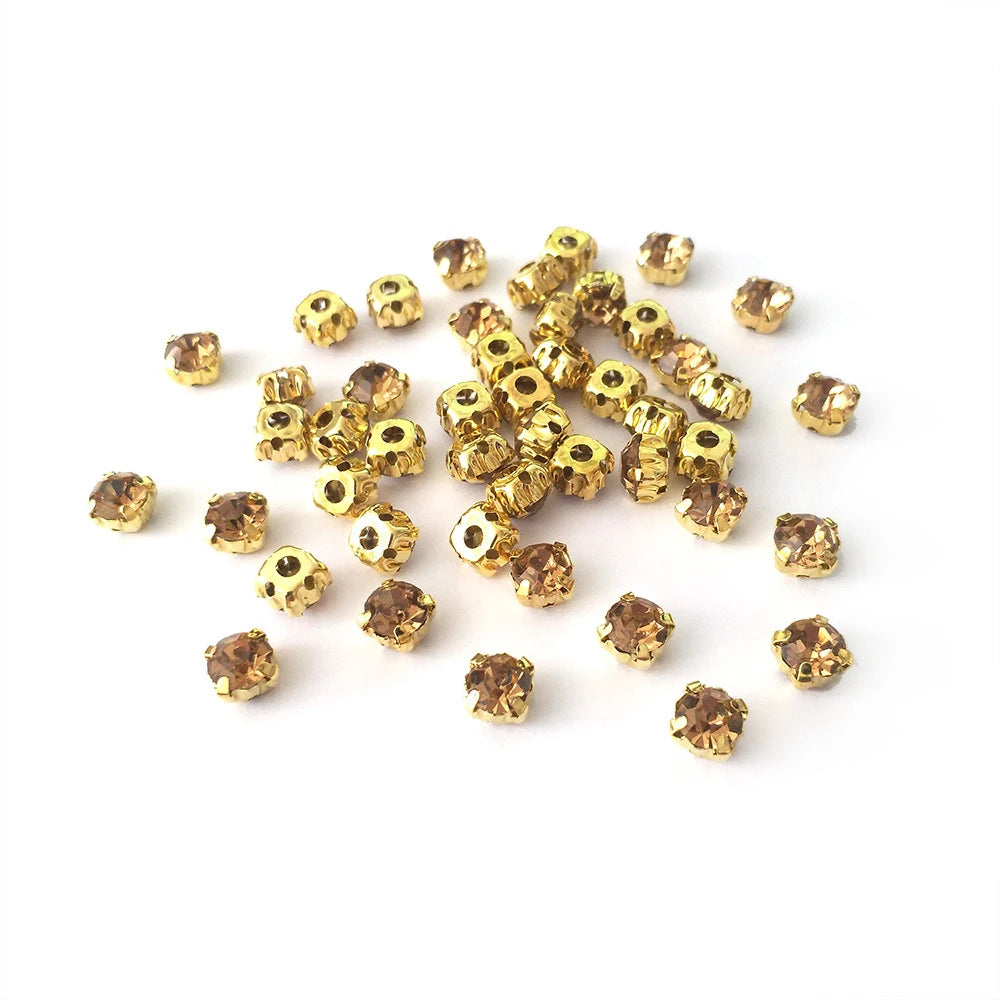 200pcs White Color Gold Bottom Setting Crystal Glass Rhinestones Sew on Stones for Needlework DIY Jewelry Accessories Vue