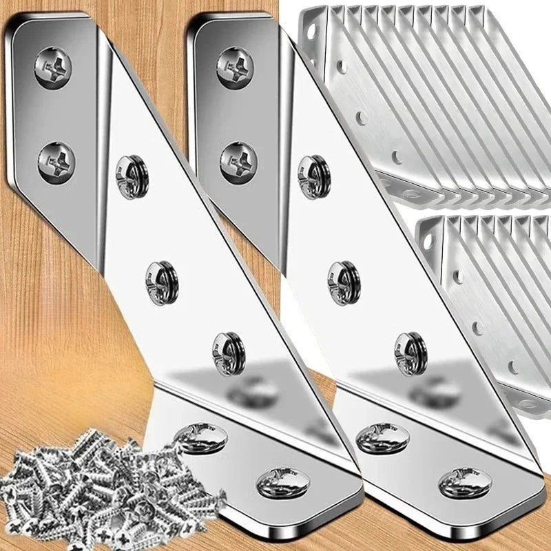 4-80PC Stainless Steel 90 Degree Corner Brace Multipurpose for Cabinet Shelf Drawer Mounting Support Reinforcement Home Wall Fix Vue