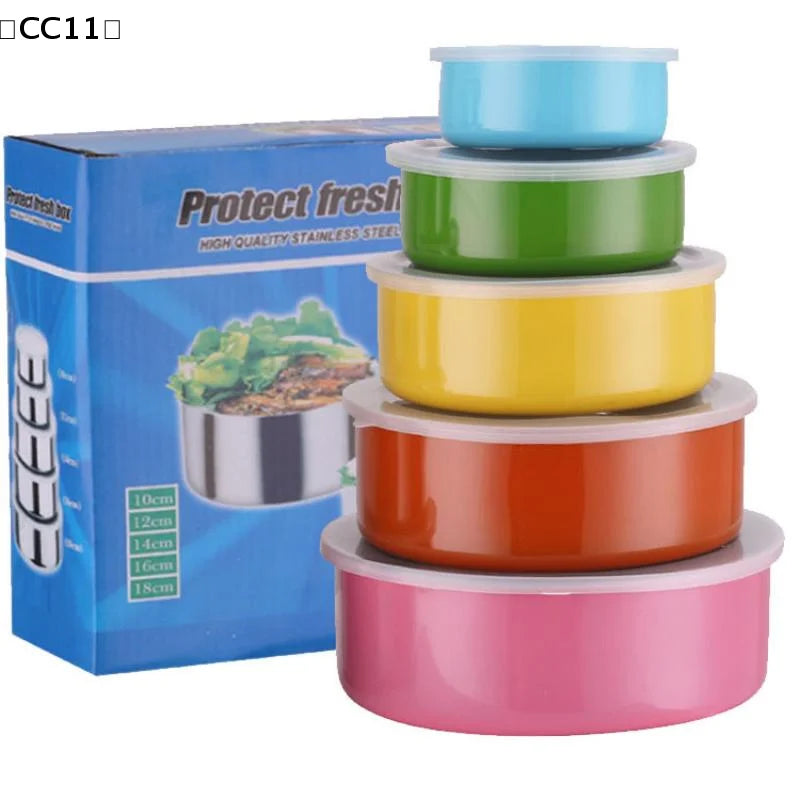 5Pcs Colorful Stainless Steel Mixing Bowls With Lids Stackable And Storage Deep Nesting Bowls Dishwasher Safe For Kitchen〔CC11〕 Vue