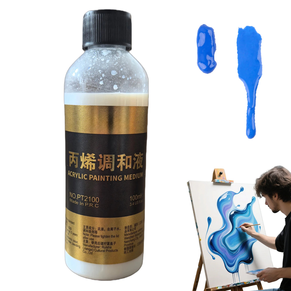 100ml Acrylic Fluid Medium Paint Thinner Art Acrylic Paint Thinner for Teachers Artists Palette Preparation Color Blending Craft Vue