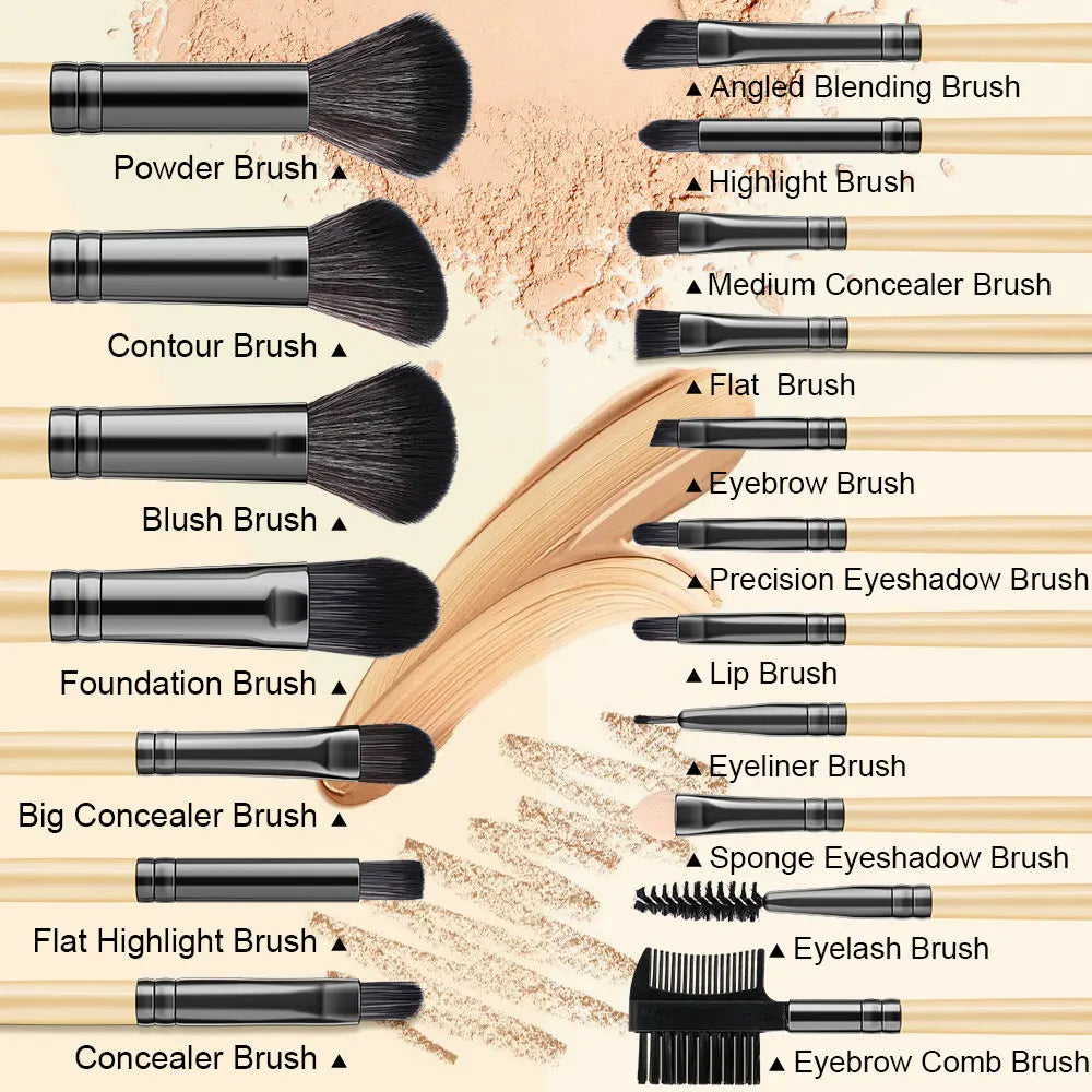 Makeup Brushes Set Professional Premium Synthetic Kabuki Foundation Concealers Powder Blush Blending Face Eye Shadows Brush Kits Vue