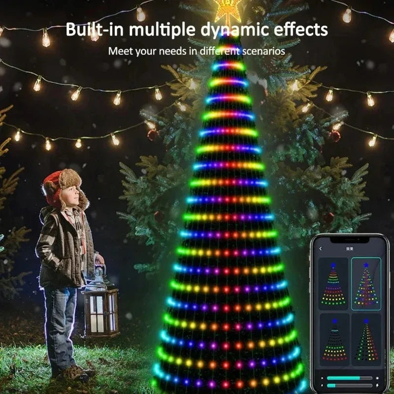 Christmas Star Tree Lights RGB LED, Bluetooth APP Controlled Fairy Lights with Remote Control Timer for Xmas Home Decoration Vue