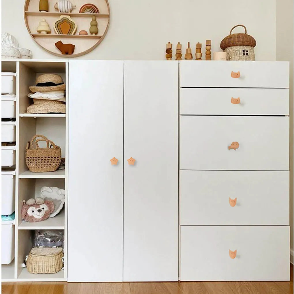 Wood Heart Shape Furniture Handles Moon Drawer Wooden Knobs Star Cloud Children Decoration Cabinet Wood Pulls Vue