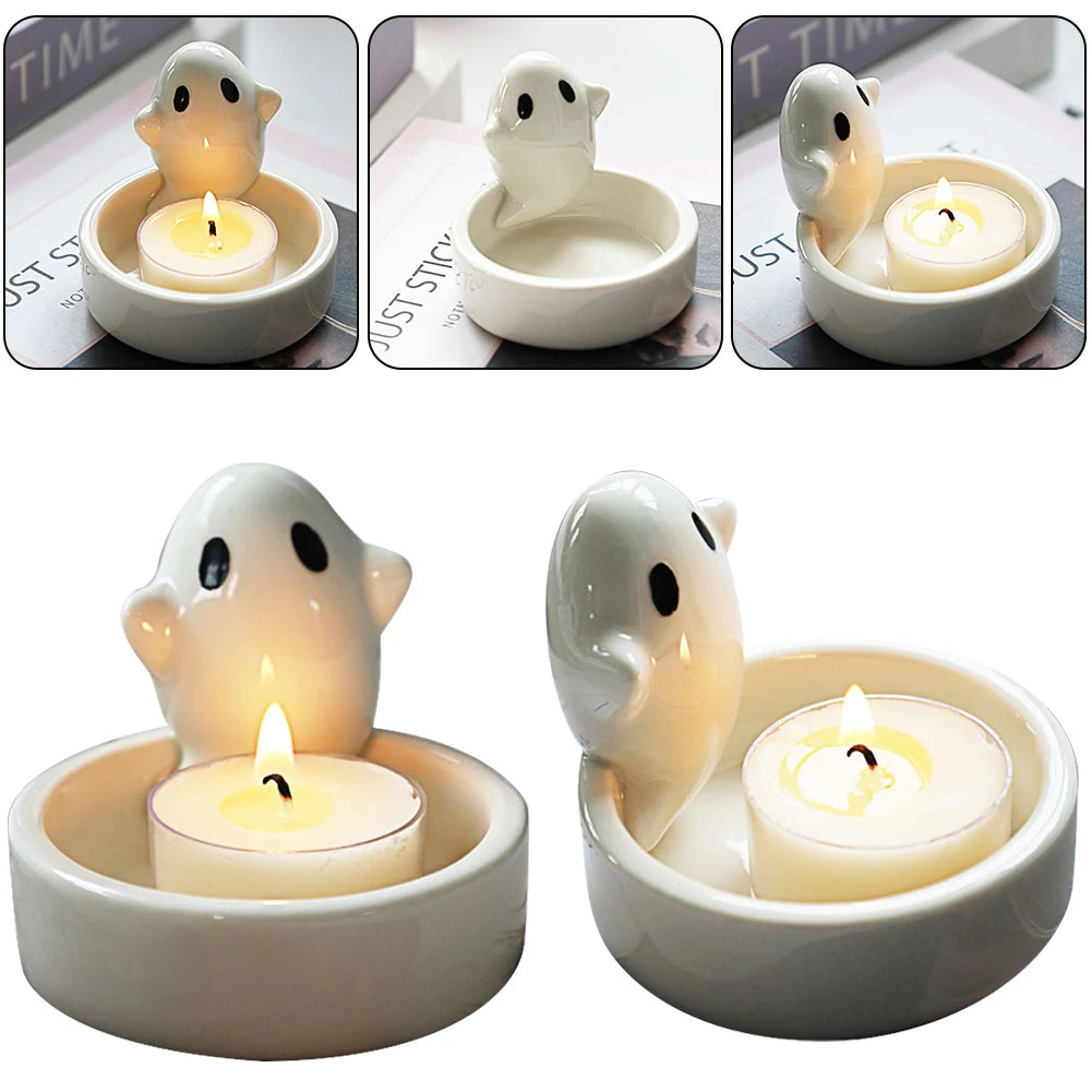 Ceramic Ghost Tealight Candle Holder | Halloween Decor Tealight Candle Holder Vue