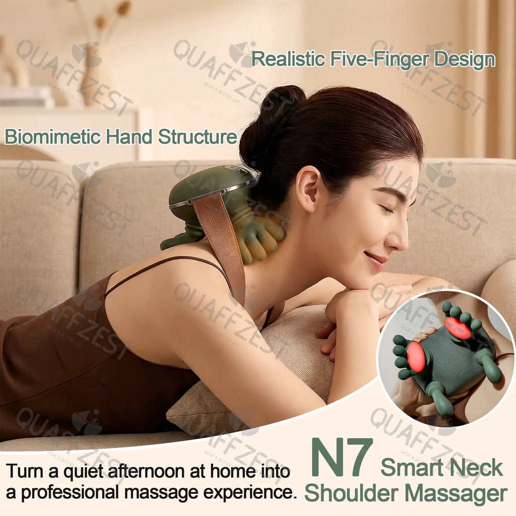 4D Bionic Finger Neck Shoulder Massager Wireless Neck Cervical Trapezius Kneading Massage Shawl Brushless Motor Neck masajeador Vue Default Title