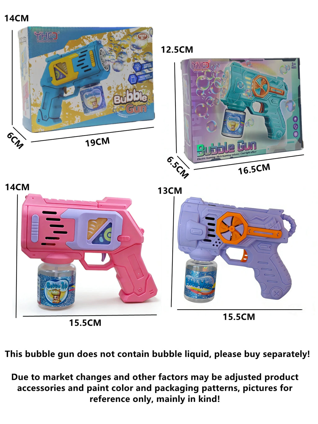 Bubble Gun Toys, Colorful Body Bubble Machine for Kids Outdoor Summer Gift (Not Included Battery, Not Contain Bubble Liquid) Vue
