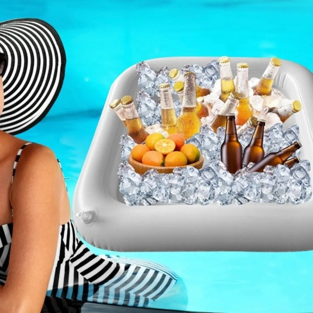 Funny PVC Inflatable Serving Bar Multi-functional Lightweight Pool Float Tray Portable Drink Tray Salad Tray Party Supplies Vue