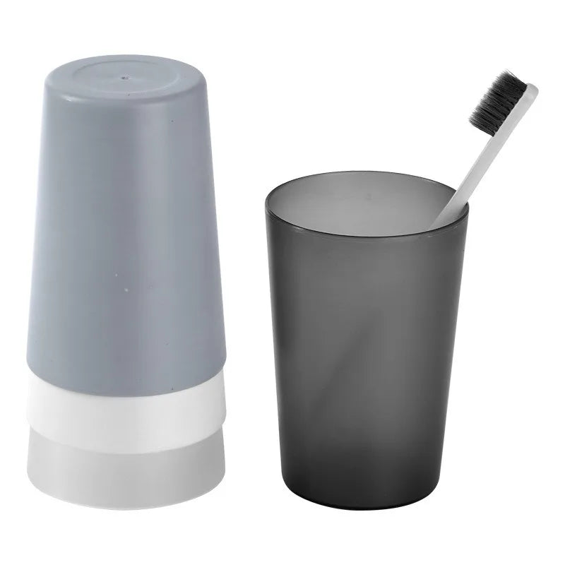 4pcs Solid Color Mouthwash Cup, Simple Toothbrush Cup, Plastic Mouthwash Cup, Bathroom Accessory Vue