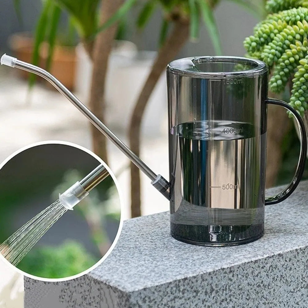 Large Capacity Plant Watering Kettle Transparent with Scale Long Nozzle Watering Kettle Plastic Leak-Proof Watering Can Vue Grey