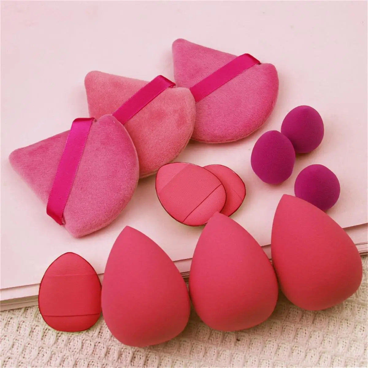 12Pcs Triangle Puff Giant Soft Eye/Base Makeup Egg Portable Cosmetics Tool Set Vue