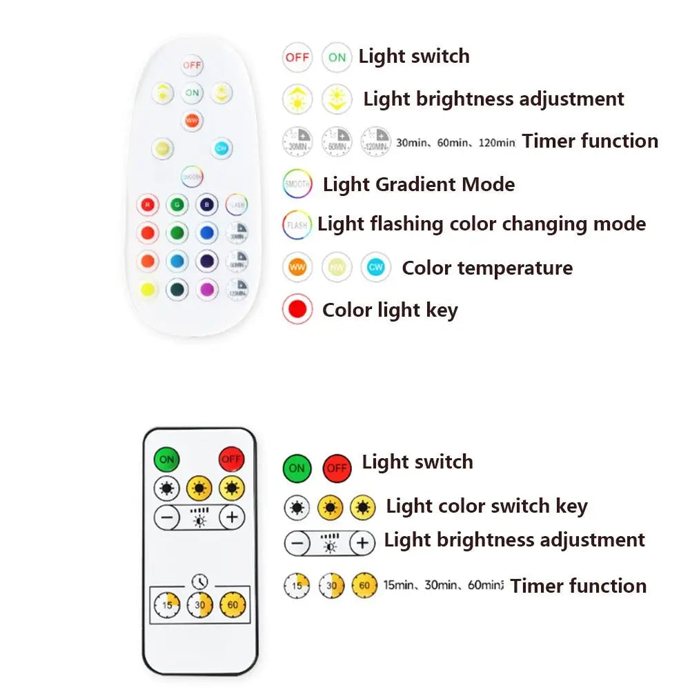 Atmosphere Light USB Rechargeable RGB Light Bulb With Remote Removable Base Emergency Bulb Dimming Timer Stage Lamp Bulb Home Vue