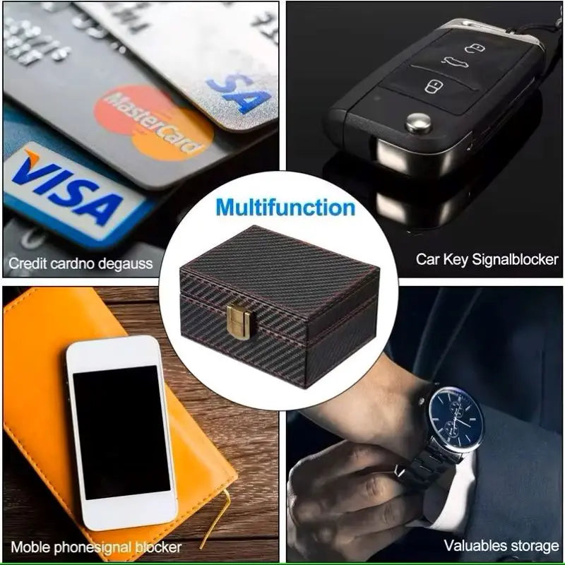 Anti-theft Car Key Blocker Box RFID Signal Protector Shielding Box Bank Card Phone Radiation-proof Safety Auto Storage Container Vue