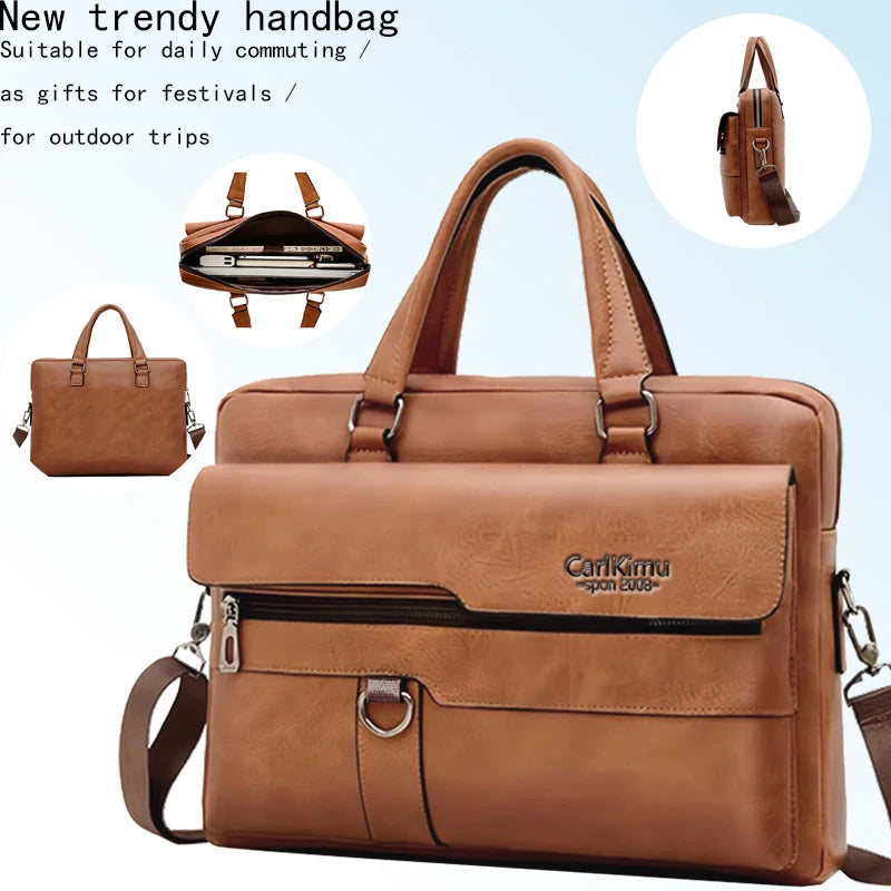 Adjustable Detachable Strap Vintage Leather Laptop Briefcase Multi
