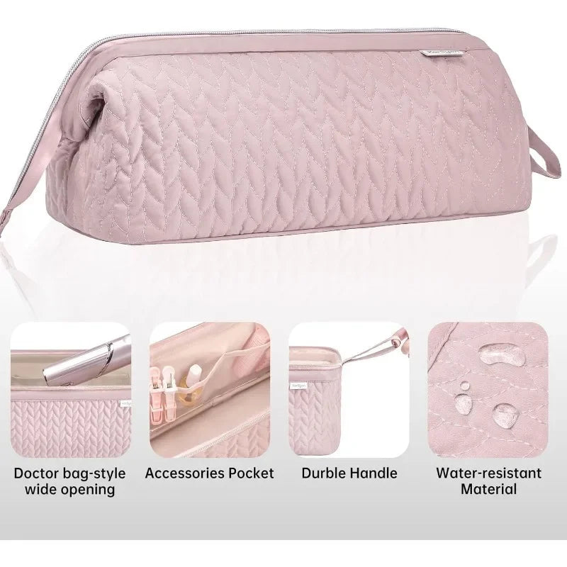 Fashion Travel Storage Bag, Travel Hair Dryer and Makeup Organizer, Portable Hair Tool Storage Bag Travel Protective Case(Pink) Vue
