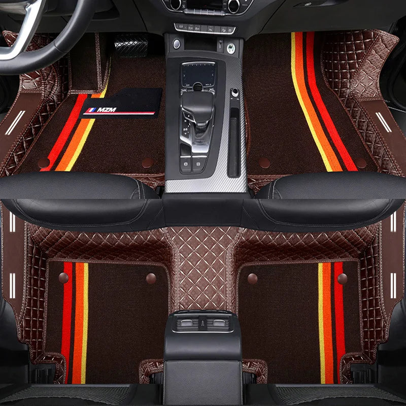 Custom Fit Car Floor Mats Waterproof Luxury Leather Full Carpet Set Interior Accessories For Honda Toyota Mercedes Benz Audi BMW Vue