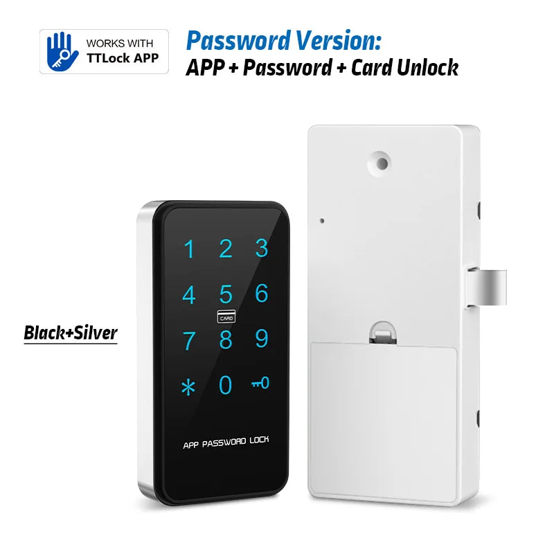 Digital electronic lock Smart lock intelligent ttlock App RFID Password code Locker cabinet lock Vue black China Mainland