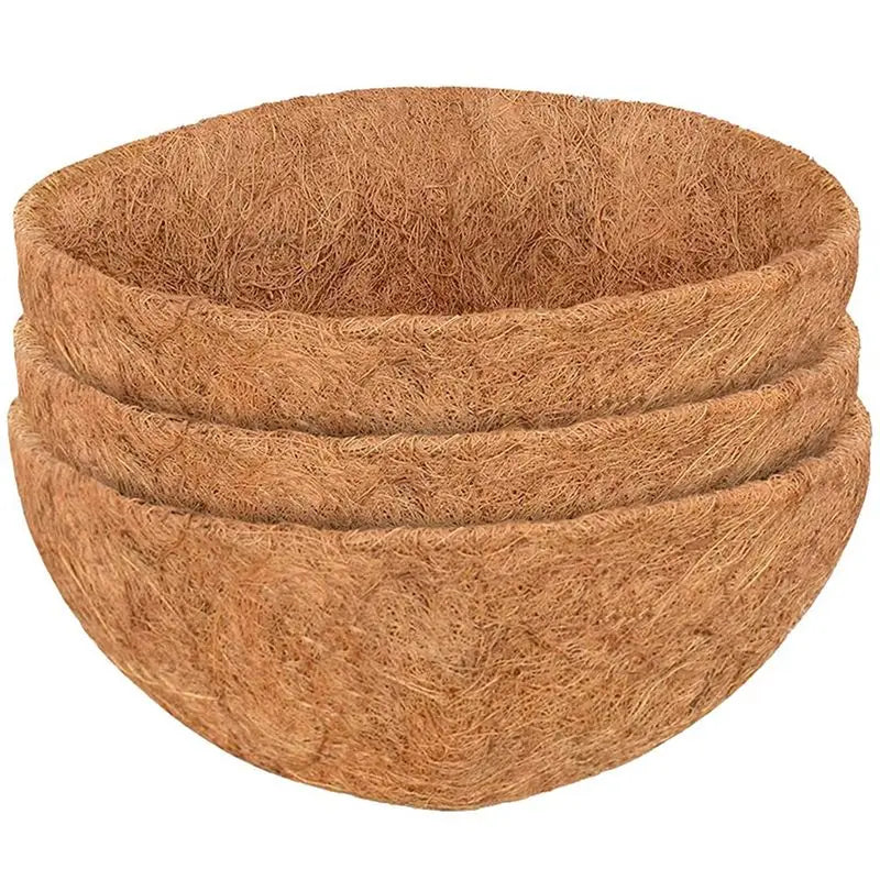 ABKW-3 Pcs Natural Coconut Fiber Basket Coconut Replacement Liner For Hanging Baskets Planters Flowers Vue As Shown