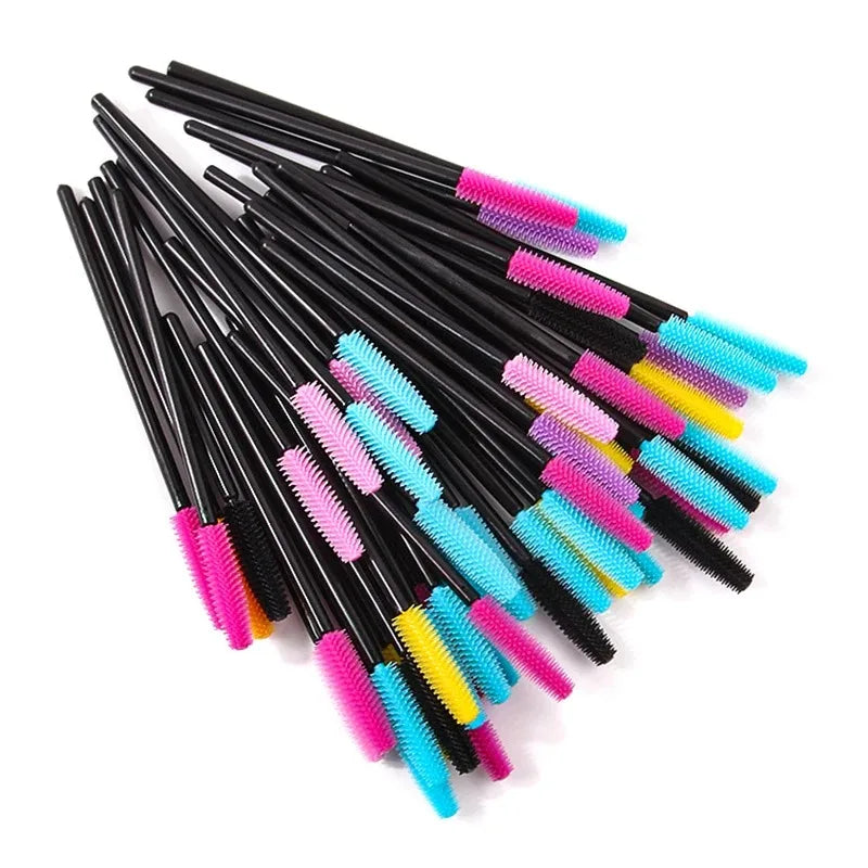Lashes Cosmetic Brushes Makeup Tools 50PCS Eyelash Brush Silicone Gel Eyelashes Brushes Mascara Wands Applicator Spoolers Vue