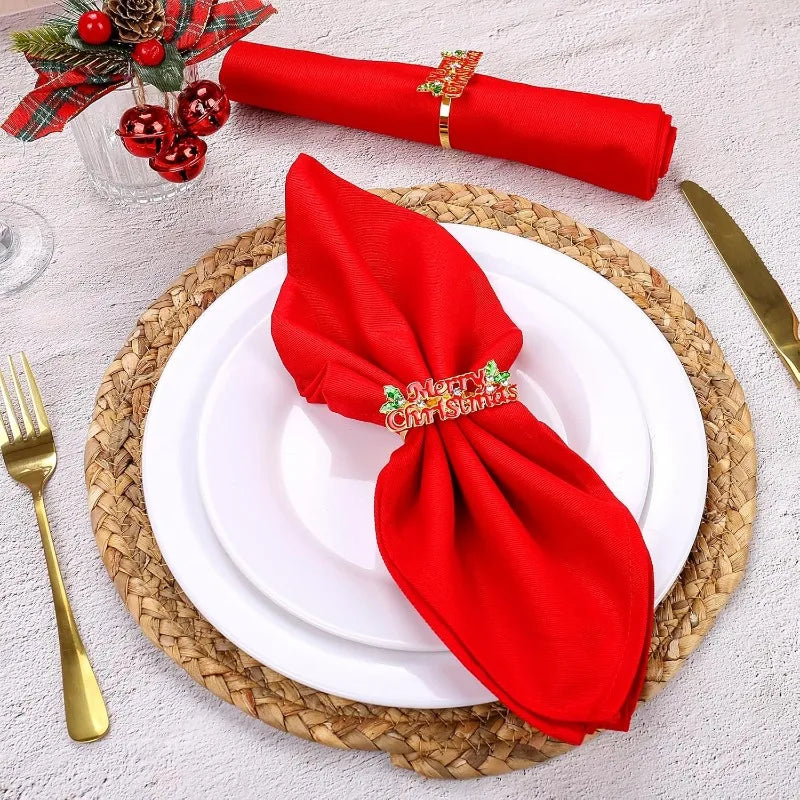 Holiday Christmas Thanksgiving Napkin Ring Holder Decorative Napkin Holder for Family Table Dinner Holiday Table Setting Vue