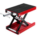 Motorcycle Lift Table 1100 Lbs Heavy Duty Hydraulic Lift Steel Dirt Bike ATV Wide Deck Scissor Lift Jack Table Foot Stand Jack Vue red