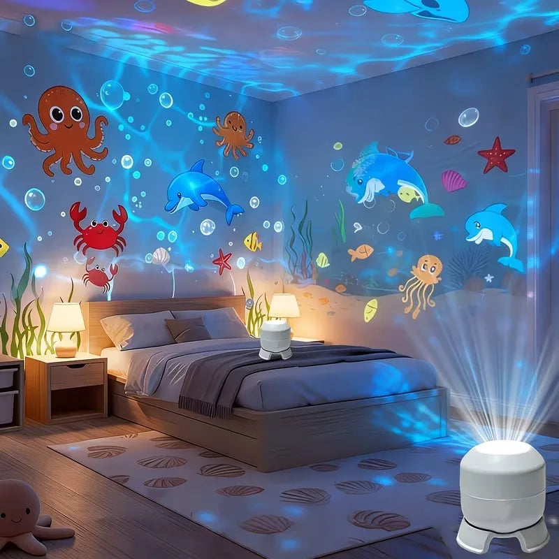 1-4pcs High Definition Dynamic Rotating Projector Night Light Starry Sky Christmas Snowflake Ocean for Bedroom Home Decor Vue