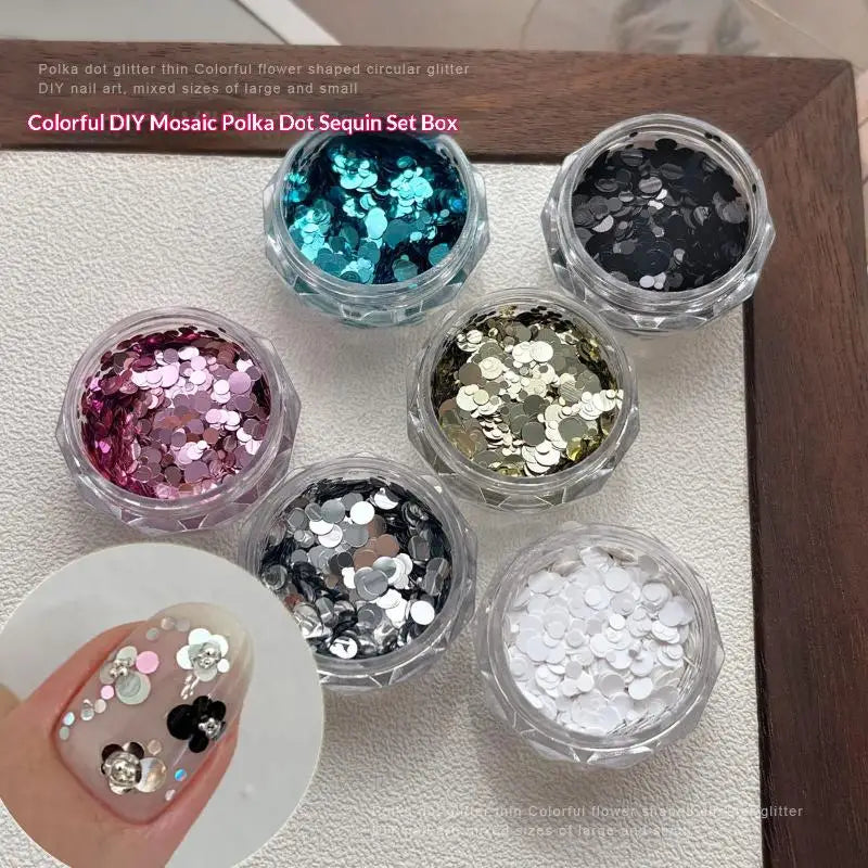 1-3mm Round Dot Shiny Nail Glitter Flakes Sequins DIY Salon Manicure Nail Art Decor Supply Vue