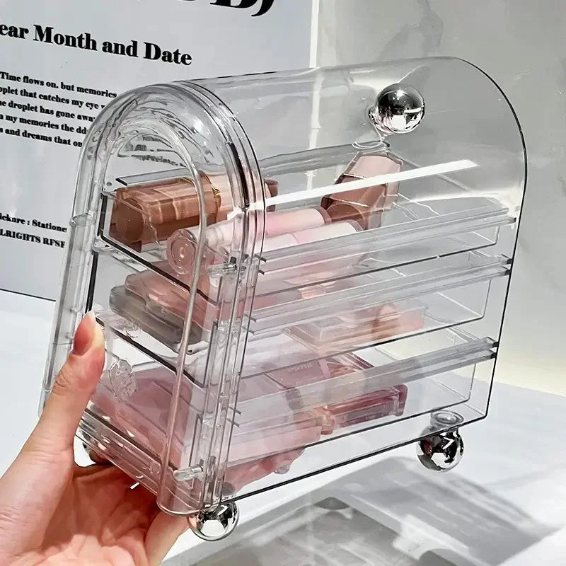 Transparent Cosmetic Tools Organizer with Clear Drawers Top Shelf Plastic Lipstick Air Cushion Eyeshadow Drawer Storage Box Vue