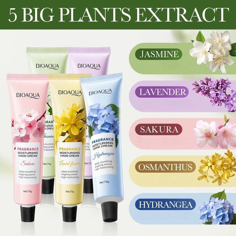 Moisturizing Hand Cream 5-Pack (Sakura Moisturizing Hand Cream 75g, Hydrangea Moisturizing Hand Cream 75g, Lavender Moisturizing Hand Cream 75g, Jasmine Moisturizing Hand Cream 75g, Osmanthus Moisturizing Hand Cream 75g), Gen Vue