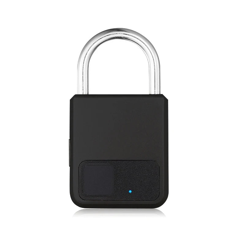 Fingerprint Padlock Waterproof Smart Keyless Security Locker Fingerprint Lock Anti-Theft USB Charge For Bike Gym Locker Luggage Vue Black