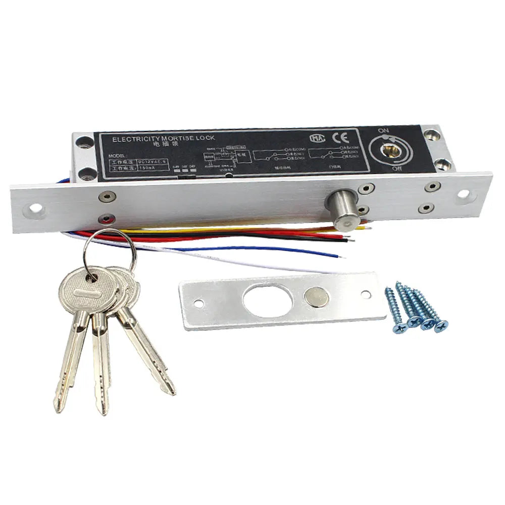 DC 12V Fail Secure Electric Cylinder Drop Bolt Lock With Bevel Bolt Mechanical Key Adjustable Time relay Door Contact 6 Cables Vue