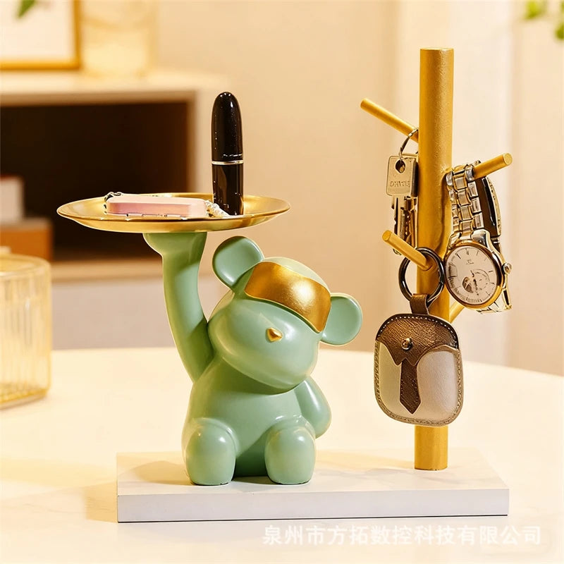 Covering Eyes Bear Key Tray Decorative Catchall For Living Room Entryway Console Table Shoe Cabinet Home Accent Gift For Women Vue