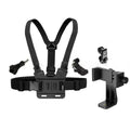 1 PC Adjustable Phone Clip Holder With Chest Strap Fixation Bracket for Sport Camera Mobile Phone Camera Black Holder Accessory Vue black