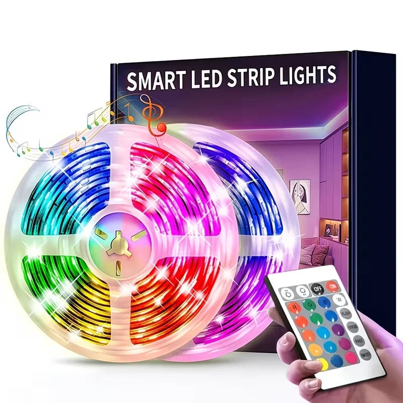 Smart RGB LED Strip Lights with App & Remote Control, Music Sync, USB-Powered Energyefficient Lighting, LED Lights for Bedroom Vue