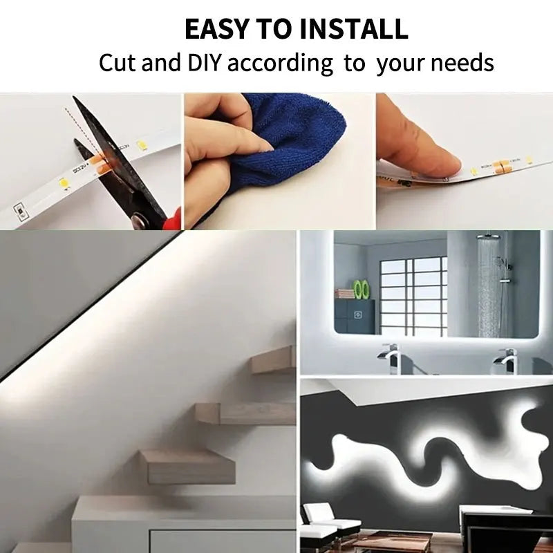SMD2835 LED Light Strip DC5V USB Flexible Self Adhesive Tape Cuttable Design For Kitchen Stair Bedroom Indoor Atmosphere Lamp Vue