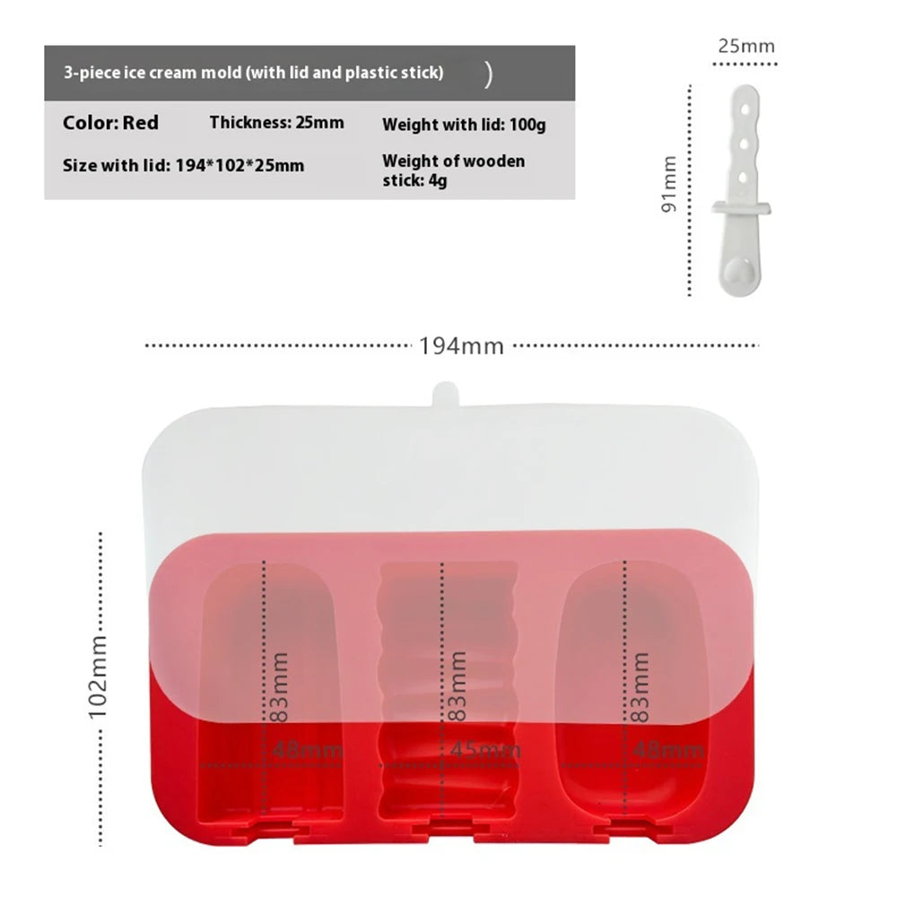 3-Pack BPA Free Silicone Popsicle Molds | Stackable Ice Lolly Maker Popsicle Mold Set Vue