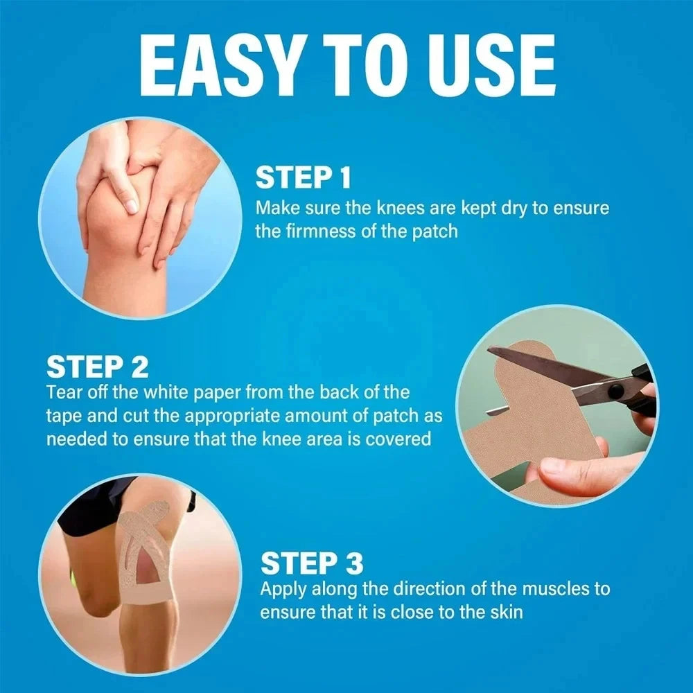 10PCS Precut Kinesiology Tape For Knees,Waterproof Elastic Breathable Knee Tape,Athletic Tape Provide Support Stability Running Vue