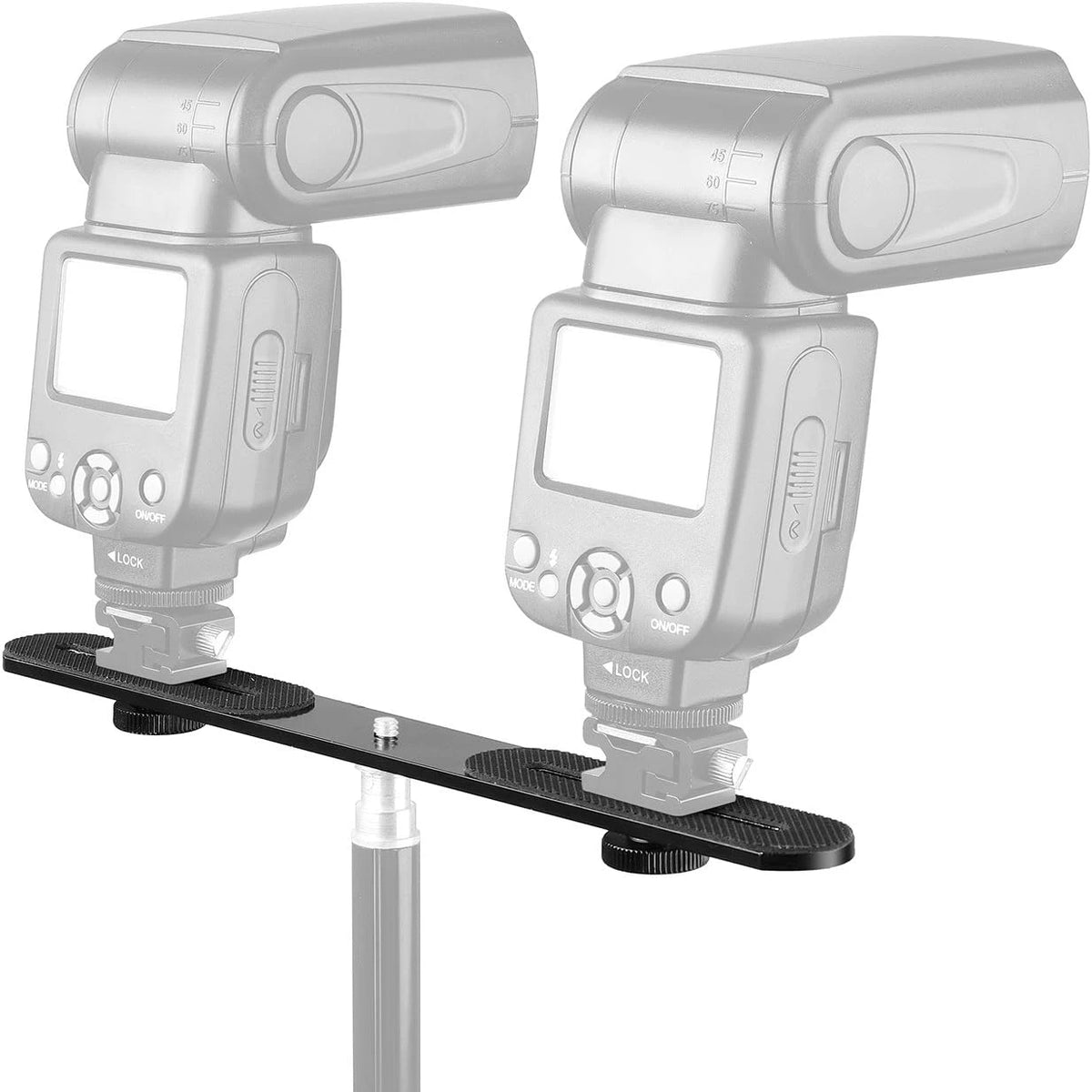 1/4'' Dual Flash Bracket Mount Holder Straight Extension Bar For Flashing Tripod DSLR Camera LED Lighting Stand Vue