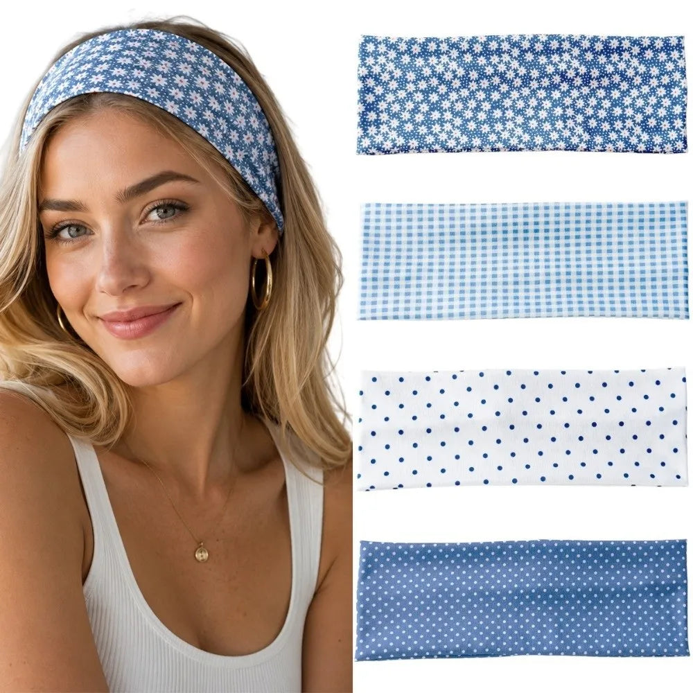 Retro Polka Dot Wide Headbands Elastic Anti-slip Makeup Headband