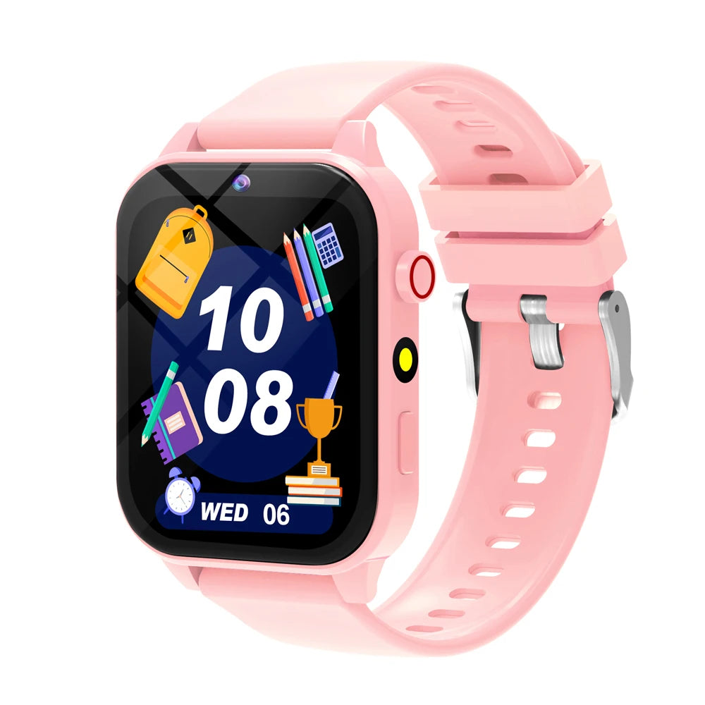 Smart Watch Games for Kids 18 Puzzle Games Sleep Monitoring Alarm Clock Learning Clock Digital Smartwatch Children Boy Girl Gift Vue pink