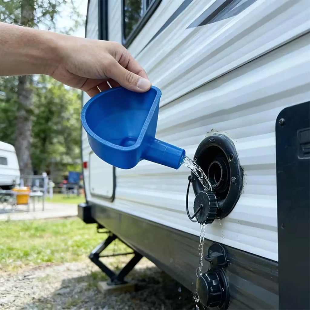 3D Printed RV Water Funnel Anti-Spill Wide Mouth RV Trailer Water Inlet Funnel for Trailer Van Motorhome Camping Road Trips Vue