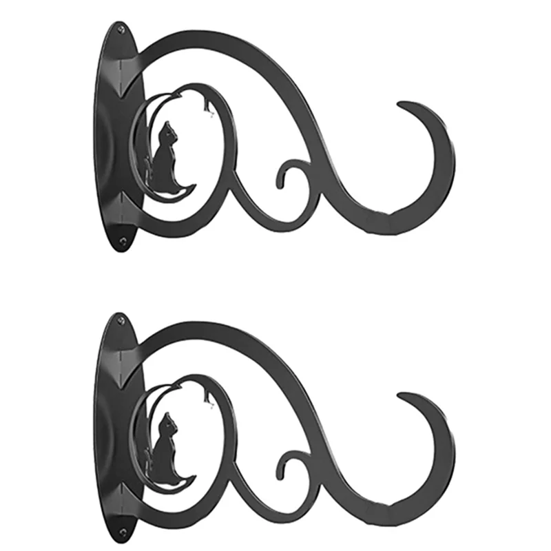 ABKW-2 Piece Garden Iron Hook Bracket Black For Outdoor Indoor Hanging Plants Supplies Vue Default Title