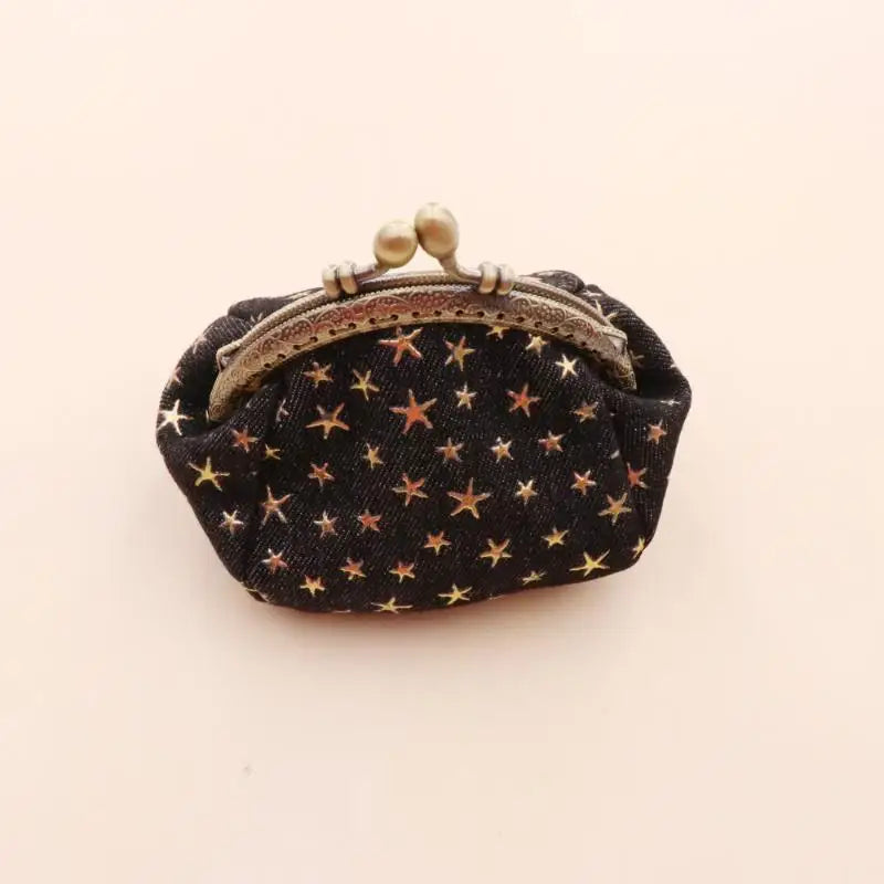 Denim Star Coin Purse for Women Mini Wallet with Buckle Card Holder Small Pocket Purse Everyday Use Vue A2