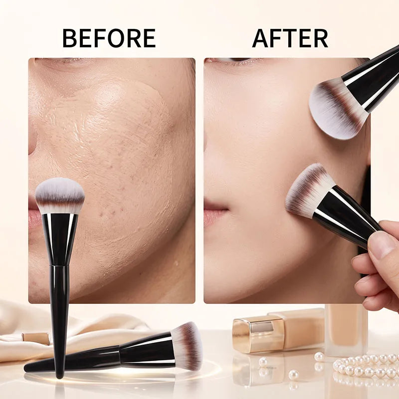 Tongue & Round Head Foundation Brush Ultra Soft Dense Bristles Concealer Makeup Brush Low Powder Cosmetic Concealer Makeup Brush Vue